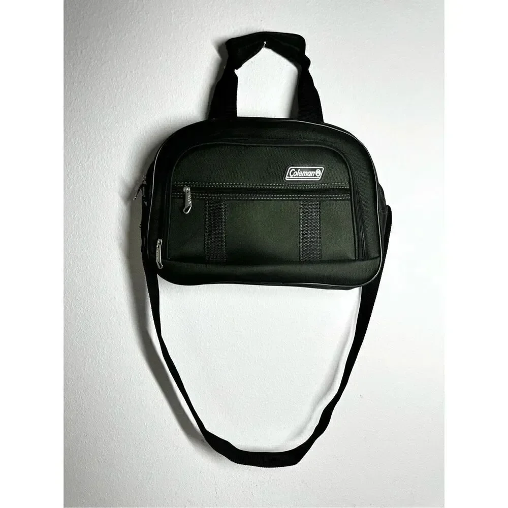 Coleman Large Green 3 Pocket Carry Bag Handles and Stap Green Black Trim 11x15